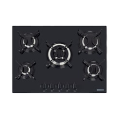 Cooktop a Gás Penta em Vidro Temperado Preto com Trempes em Aço Carbono e Acendimento superautomático 5 Bocas Tramontina