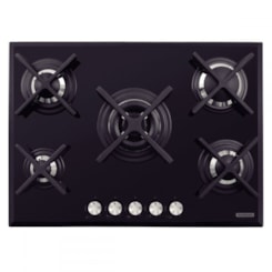 Cooktop a Gás Penta Glass Flat em Vidro Temperado e Trempes em Ferro Fundido com Acendimento Automático 5 Queimadores Tramontina Design Collection