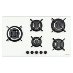 Cooktop a Gás Penta Side Plus em Vidro Temperado Branco com Trempes em Aço Carbono e Acendimento superautomático e 5 Bocas Tramontina