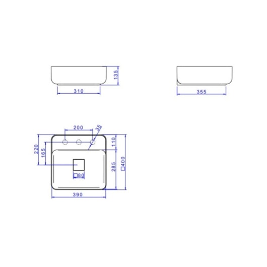 Cuba De Apoio Quadrada Com Mesa Slim Ébano Fosco Deca 40 cm - Imagem principal - 12217c5d-0075-4f05-99ad-552895e0eb92