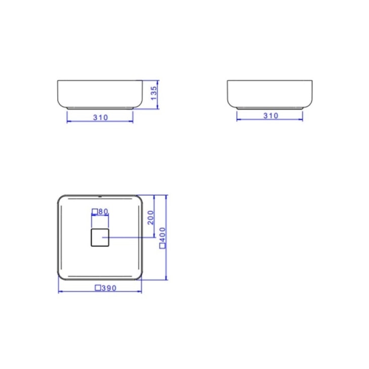 Cuba De Apoio Quadrada Slim Ébano Fosco Deca 40 cm