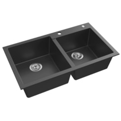 Cuba de Embutir Dupla Millare 86100 Undermount de Quartzo Preto 86x50x21,5 Debacco