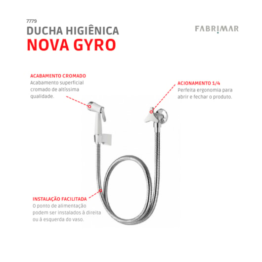 Ducha Higiênica Acqua Ajet Nova Gyro Cromado Fabrimar - Imagem principal - 03079b9b-71b4-4252-bc67-9292a2a5ef9a