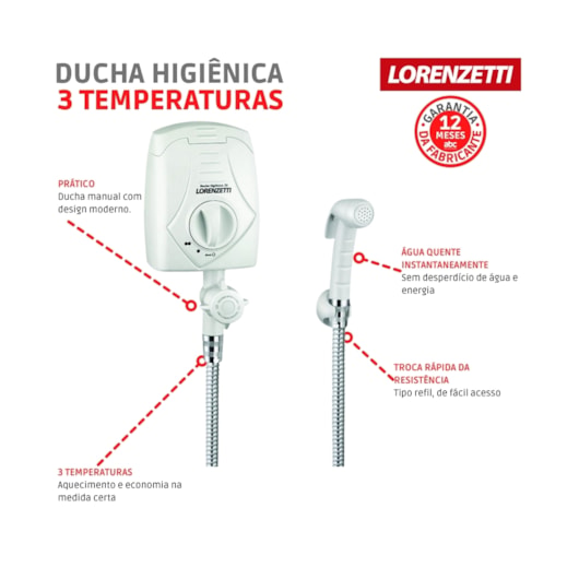 Ducha Higiênica Com 3 Temperaturas 220v Lorenzetti - Imagem principal - 5a7c0405-6538-443c-9784-6c5e47ad9b98