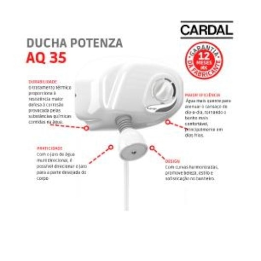 Ducha Potenza Aq35 4 Temperaturas Branco Cardal 220v 7800w - Imagem principal - baf5391f-69e8-48ed-a9c2-8cd52914fbde