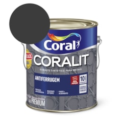 Esmalte Sintético Coralit Antiferrugem Brilhante Preto 3.6l Coral