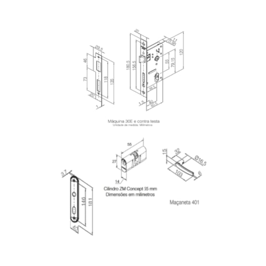 Fechadura Concept 401 Externo Preto Pado 40mm - Imagem principal - fd3e4f2c-2212-4fab-bab0-1bba9982f311