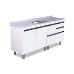 Gabinete Para Cozinha Coliseu 158,7cm 586441 Textura Branco Rorato