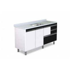 Gabinete Para Cozinha Coliseu 174,5cm 586542 Textura Preta Rorato