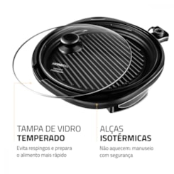 Grill Redondo Cook&Grill 40G0 Preto Mondial 127V 1270W