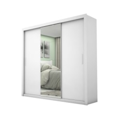 Guarda Roupa Melissa Glass 3 Portas Com Espelho Branco Carioca Móveis