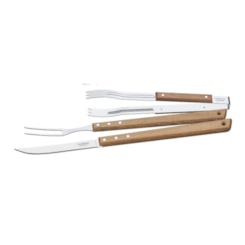 Kit Para Churrasco Em Inox Com 3 Peças Polywood Madeira Tramontina