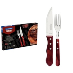 Kit Para Churrasco Em Inox Polywood Com 12 Peças 21199/796 Vermelho Tramontina