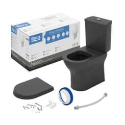 Kit Vaso Sanitário Com Caixa Acoplada Acessórios De Instalação E Assento Termofixo Nexo Matte Black Roca