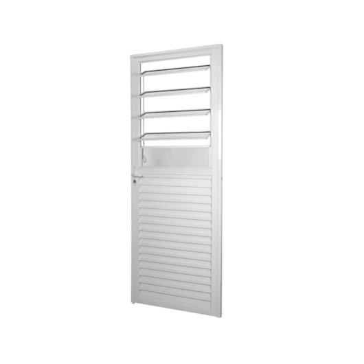 MGM PORTA DE GIRO DIREITA MISTA BASCULANTE VIDRO LISO SOFT PLUS ALUMINIO BRANCO 210X80CM - Imagem principal - 3e146bd8-ef41-4574-a0a2-6434b7a4538e