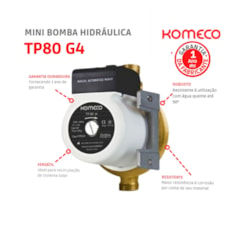 Mini Bomba Hidráulica Pressurizadora De Água Tp80 G4 Bronze 220V 60Hz Komeco