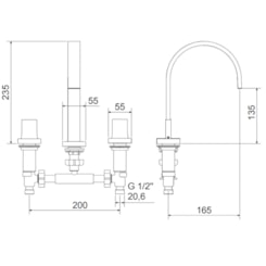 Misturador Para Lavatório de Mesa Bica Alta Axiom Slim 1878 C52 Cromado Meber