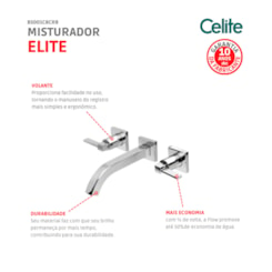 Misturador Para Lavatório De Parede Elite Cromada Celite