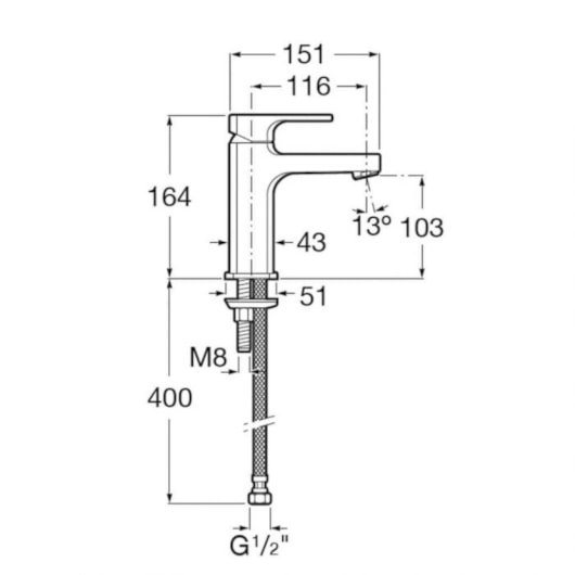 Monocomando Para Lavatório De Mesa Bica Baixa Escuadra Cromado Roca - Imagem principal - 2814442e-6008-4be6-8e2e-faccff572e50