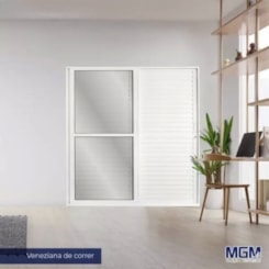 Porta De Correr Abertura Pela Direita 3 Folhas Sol Veneziana Branco MGM 210x160cm