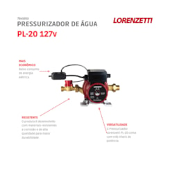 Pressurizador De Água Pl20 Vermelho/preto Lorenzetti 127V