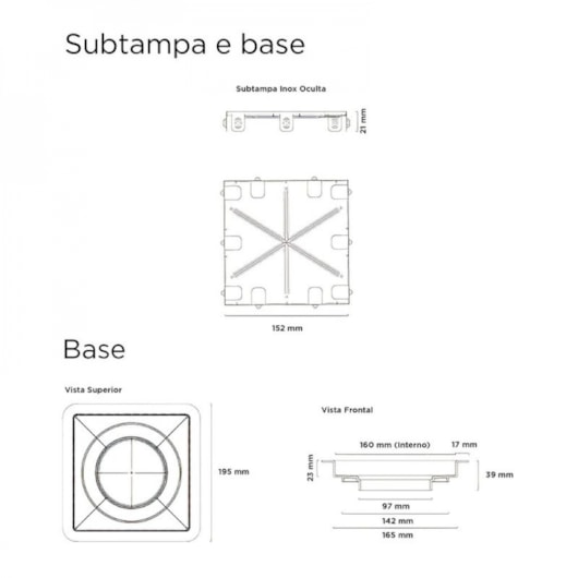 Ralo Square Com Tampa Oculta Linear 15x15cm  - Imagem principal - b01b2009-077c-4e2c-a6a2-13a66e38729d