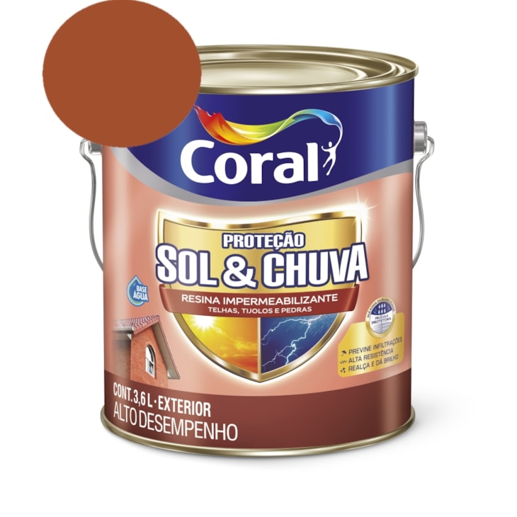 Resina Impermeabilizante Proteção Sol & Chuva Cerâmica Telha 3,6L Coral