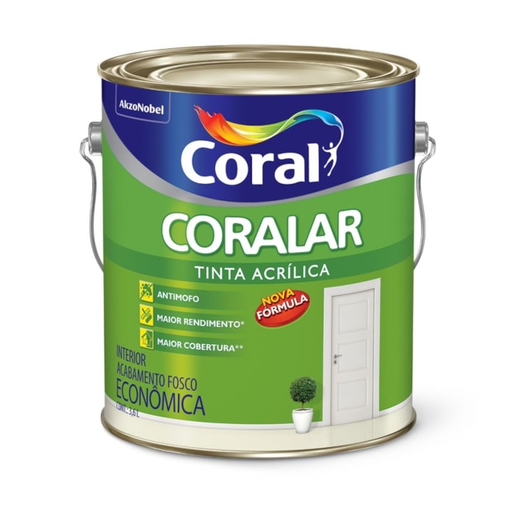 Tinta Acrílica Econômica Coralar Acrílico Fosco Amarelo Canário 3.6l Coral