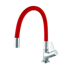 Torneira De Mesa Para Cozinha Bica Móvel C36 1173 Atria Cromado/Vermelho Meber