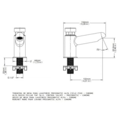 Torneira De Mesa Para Lavatório Automática Temporizada Alfa Pressmatic Bica Baixa Cromada Docol