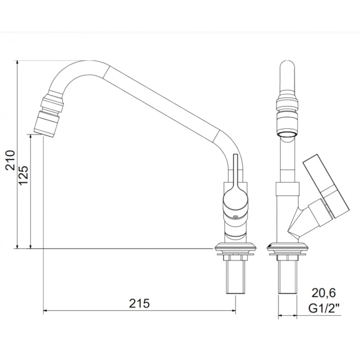 Torneira Para Cozinha Bica Móvel Balcão 1173 C 36 Meber