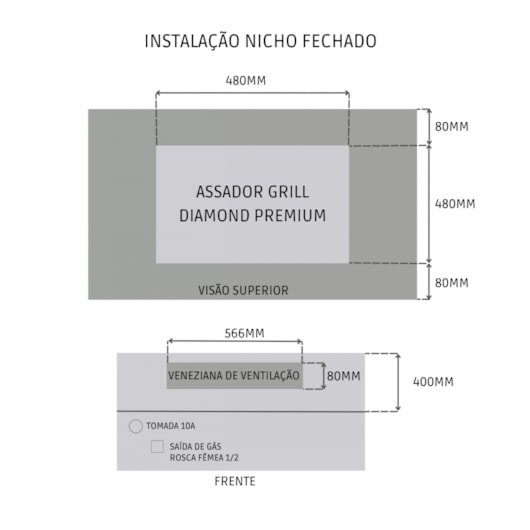 Churrasqueira Grill A Gas Diamond Premium Com Tampa E Termômetro GLP Titan - Imagem principal - 7336f108-4ba4-4068-bc7f-9b123bd29112