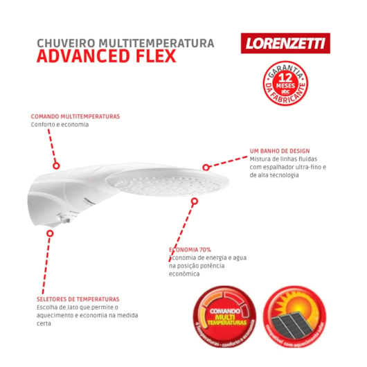 Chuveiro Advanced Flex 127v 5500w Lorenzetti - Imagem principal - 534550a5-1328-4c5b-bb64-af43fab1ae0a