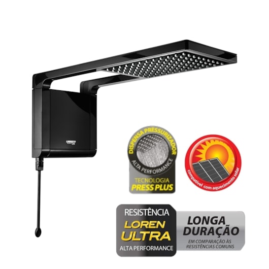 Chuveiro Eletrônico Acqua Storm Ultra 127v 5500w Preto Lorenzetti - Imagem principal - 76de7c40-50fb-40db-86d0-ef4b02440f4c