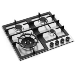 Cooktop A Gás Zurique Aço Inox Debacco 60Cm 4 Bocas