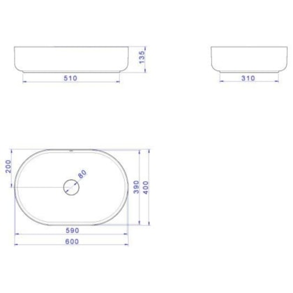 Cuba De Apoio Oval Slim Branco Deca 60 cm