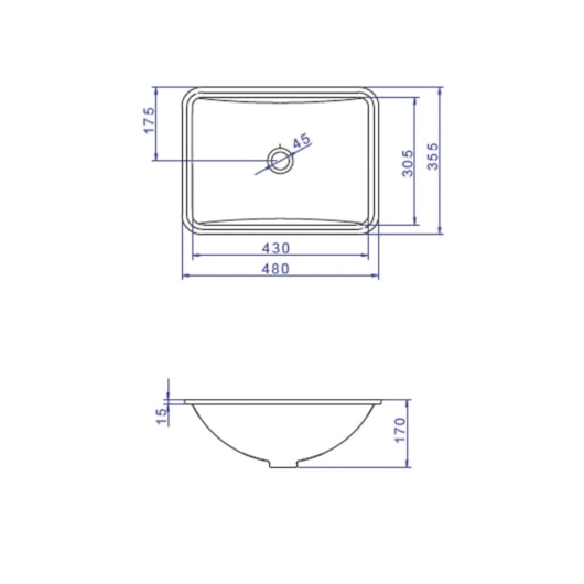 Cuba De Embutir Retangular L375 Branco Deca 48x36cm - Imagem principal - eb57239b-e8b1-480e-8fa3-5fb765ce05e1