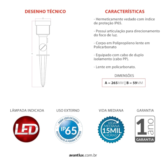 Espeto Hummer Ip65 Emissão De Luz Azul Bivolt Avant 5W - Imagem principal - 131f59cf-8bfd-48ae-90e1-8c9cb05d8e6a