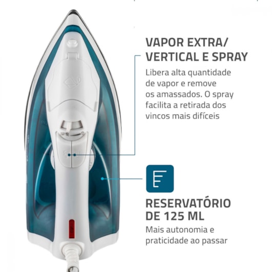 Ferro A Vapor F32 Branco E Azul Mondial 127V 1200W - Imagem principal - 773cb095-fac6-4574-810d-52d66696c534