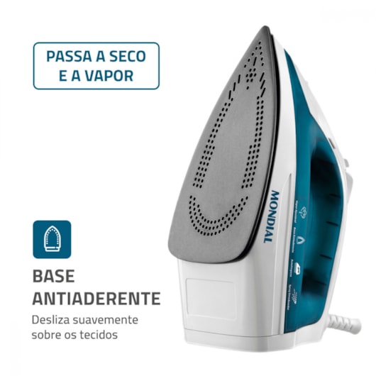 Ferro A Vapor F32 Branco E Azul Mondial 127V 1200W - Imagem principal - d598a113-8de5-4e3b-bba7-078c158341b4