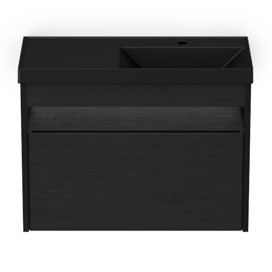 Gabinete Com Gaveta E Lavatório Flow Black Matte Celite 80x38cm - Imagem principal - 31001a2b-65e1-4b7e-a8e9-2c37f8d48e67