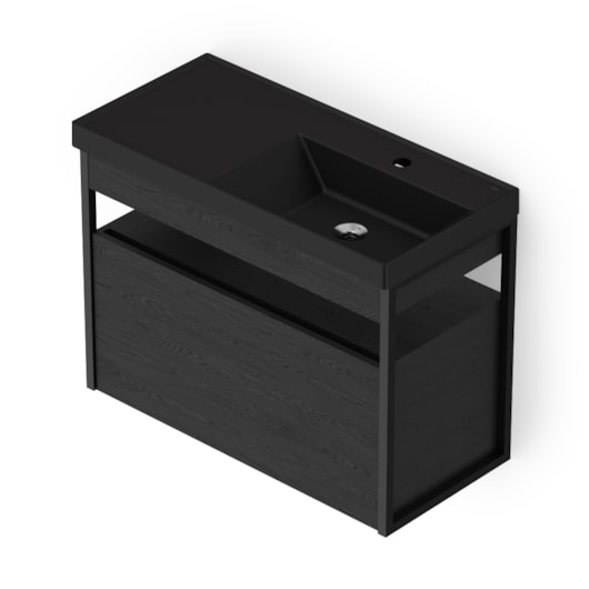 Gabinete Com Gaveta E Lavatório Flow Black Matte Celite 80x38cm - Imagem principal - 398c416f-5e0a-40ea-8930-25151d1a2da4