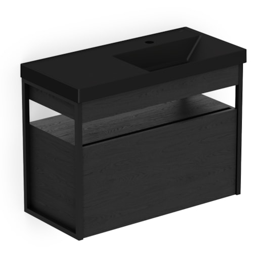 Gabinete Com Gaveta E Lavatório Flow Black Matte Celite 80x38cm - Imagem principal - 67dbf943-07d5-40c1-97db-412d5c905846