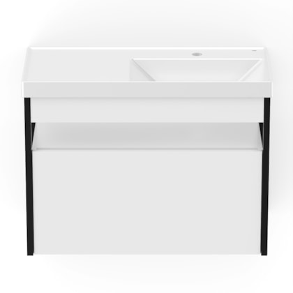 Gabinete Com Gaveta E Lavatório Flow Branco Celite 80x38cm