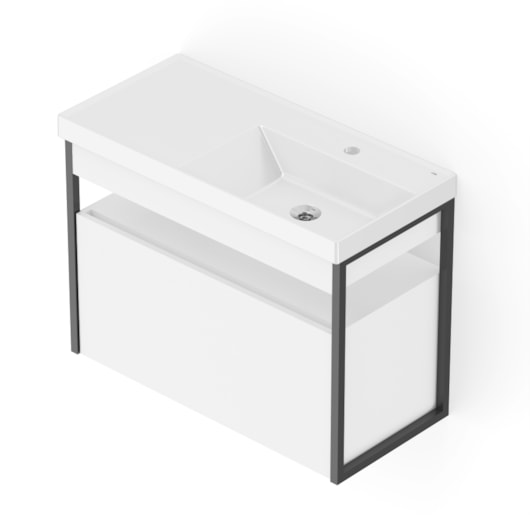 Gabinete Com Gaveta E Lavatório Flow Branco Celite 80x38cm - Imagem principal - 6a5405f0-85d0-4f1f-b92d-cc25173bc93d