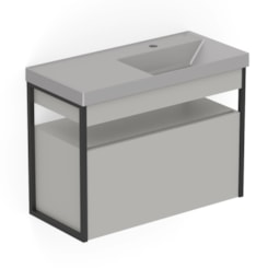 Gabinete Com Gaveta E Lavatório Flow Stone Celite 80x38cm