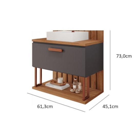 Gabinete Para Banheiro Com Lavatório Duna Titanium/Freijo MGM Móveis 60cm - Imagem principal - f5209171-aa12-44c9-a21a-98a2dee17f1a