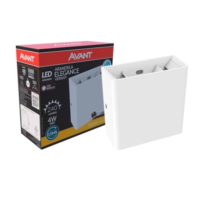 Luminária Arandela Elegance Versatti LED 4W Luz amarela 3000k Branca Prova d'água IP65 Bivolt Avant