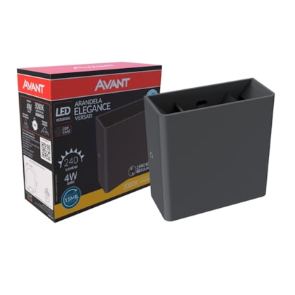 Luminária Arandela Elegance Versatti LED 4W Luz amarela 3000k Preto Prova d'água IP65 Bivolt Avant