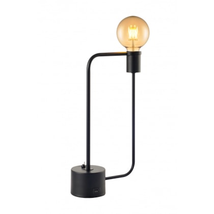 Luminária De Mesa Aramis Preto Fosco Usb Avant 1xe27